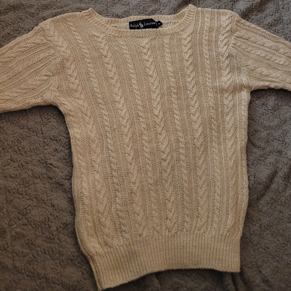 Ralph Lauren Women's Beige Cable Knit Sweater